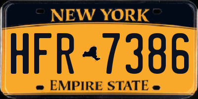 NY license plate HFR7386