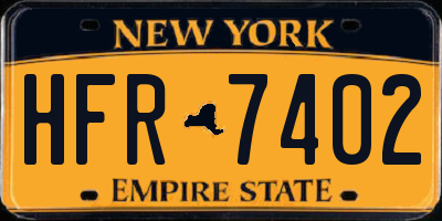 NY license plate HFR7402