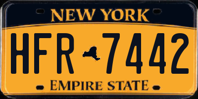 NY license plate HFR7442