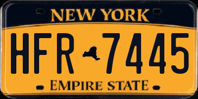 NY license plate HFR7445