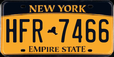 NY license plate HFR7466