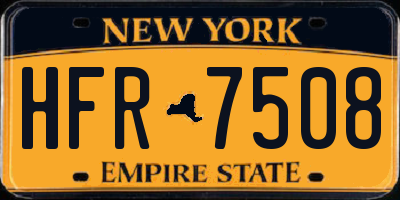 NY license plate HFR7508