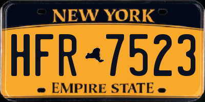 NY license plate HFR7523