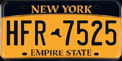 NY license plate HFR7525
