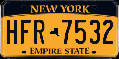 NY license plate HFR7532