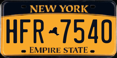 NY license plate HFR7540