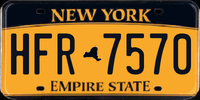 NY license plate HFR7570