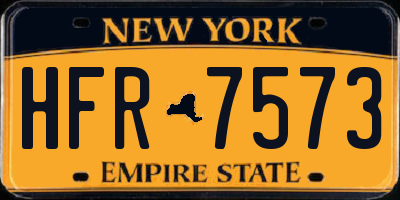 NY license plate HFR7573