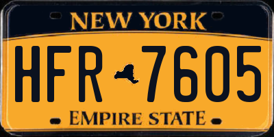 NY license plate HFR7605