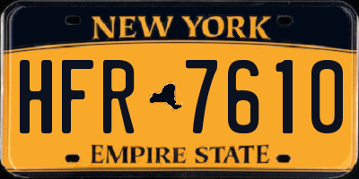NY license plate HFR7610
