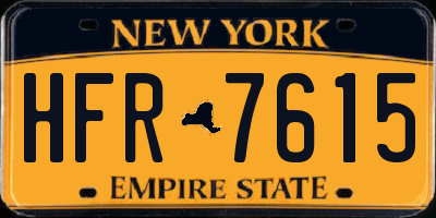 NY license plate HFR7615