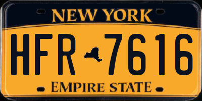 NY license plate HFR7616