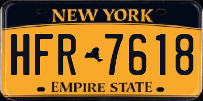 NY license plate HFR7618
