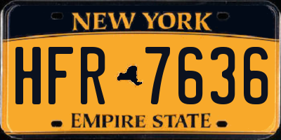 NY license plate HFR7636