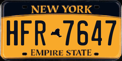 NY license plate HFR7647