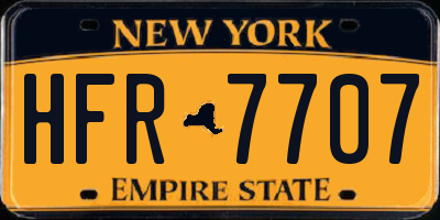 NY license plate HFR7707