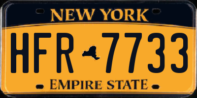 NY license plate HFR7733