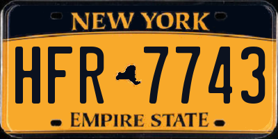 NY license plate HFR7743