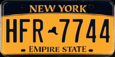 NY license plate HFR7744