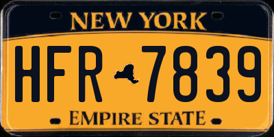 NY license plate HFR7839