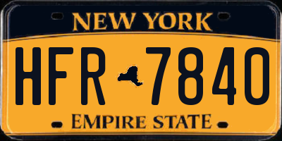 NY license plate HFR7840