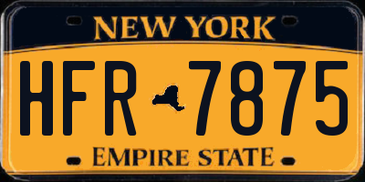 NY license plate HFR7875