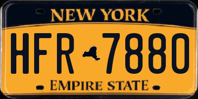 NY license plate HFR7880
