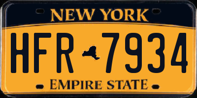 NY license plate HFR7934