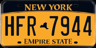 NY license plate HFR7944