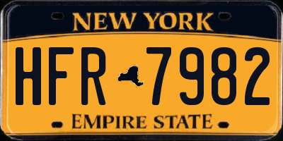 NY license plate HFR7982