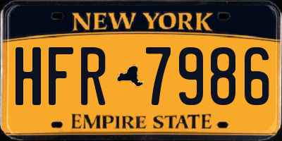 NY license plate HFR7986