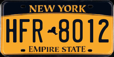 NY license plate HFR8012