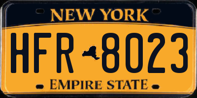 NY license plate HFR8023