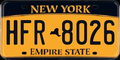 NY license plate HFR8026