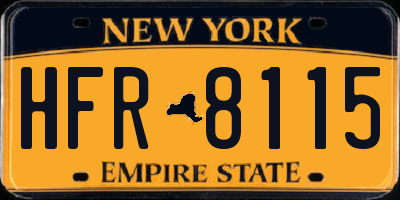 NY license plate HFR8115