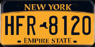 NY license plate HFR8120