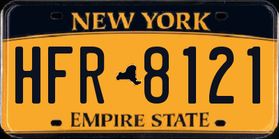 NY license plate HFR8121