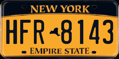 NY license plate HFR8143