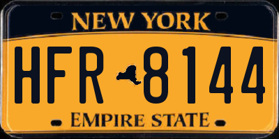 NY license plate HFR8144