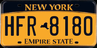 NY license plate HFR8180