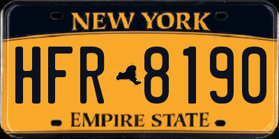 NY license plate HFR8190