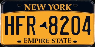 NY license plate HFR8204