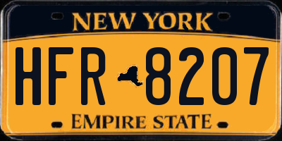 NY license plate HFR8207