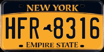 NY license plate HFR8316