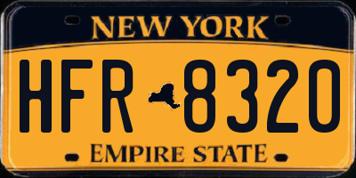 NY license plate HFR8320