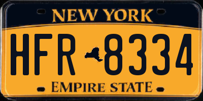 NY license plate HFR8334