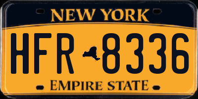 NY license plate HFR8336