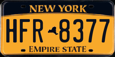 NY license plate HFR8377