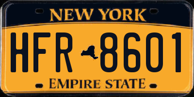NY license plate HFR8601