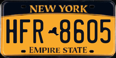 NY license plate HFR8605